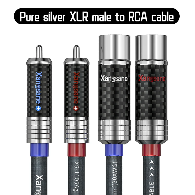 Xangsane hifi xlr to rca 99.998% sterling silver 1mm ² core power amplifier sound card decoding hifi xlr female male cable