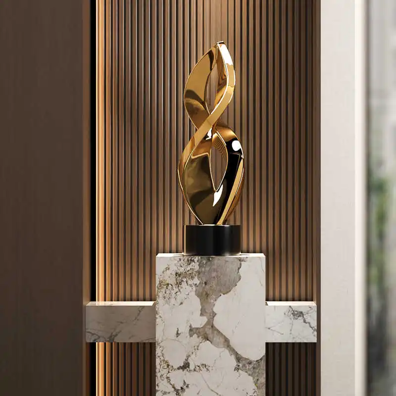 Home Decor Electroplated Abstract Geometry Statue Floor Decor Living Room Large Creative Sculpture Art Ornament Hotel Decor Gift