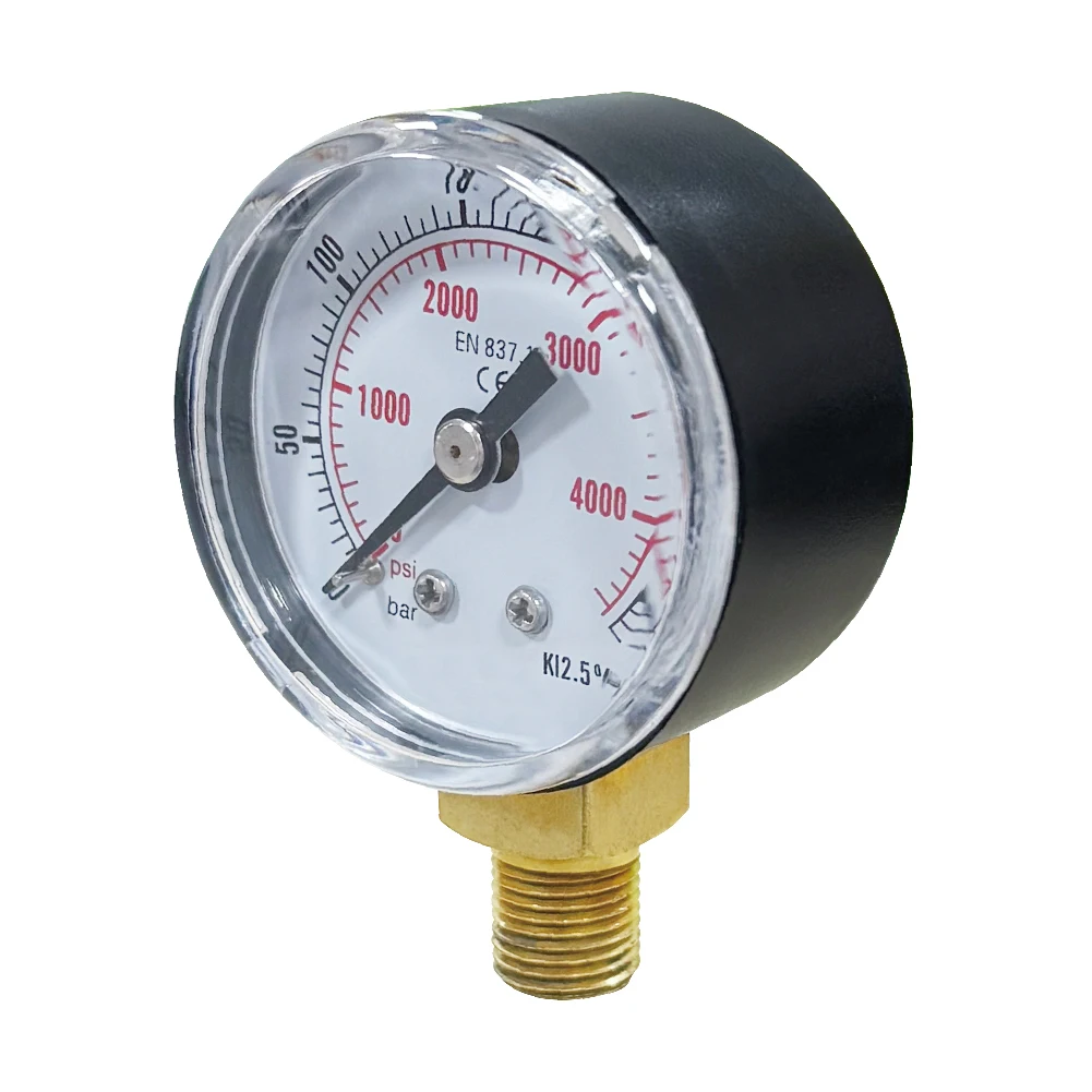 مقياس الضغط العالي 40 مم 315Bar 4500PSI مع وصلة سفلية 1/8 بوصة BSP لصمام المضخة وملحقات FX