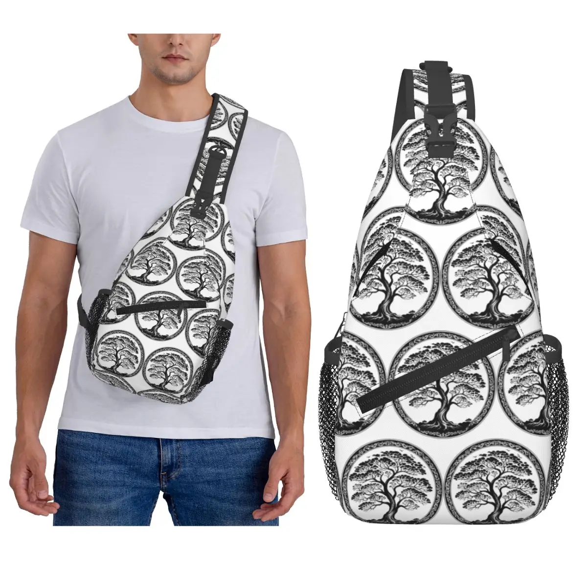 

Древо жизни с Triquetra On Futhark нагрудная сумка Мужской рюкзак через плечо на слинге нагрудная сумка для путешествий и пешего туризма рюкзак сумка на плечо