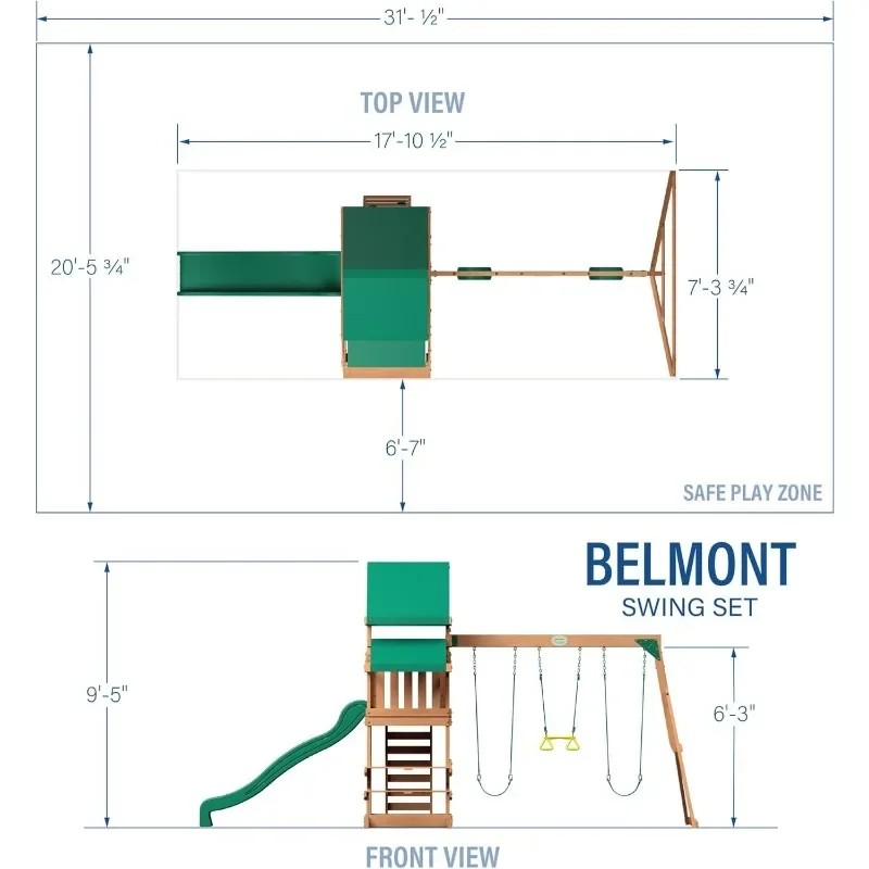 Belmont Set da gioco in legno altalena verde mobili da esterno sedia da giardino mobili da giardino US (origine) muebles jardin