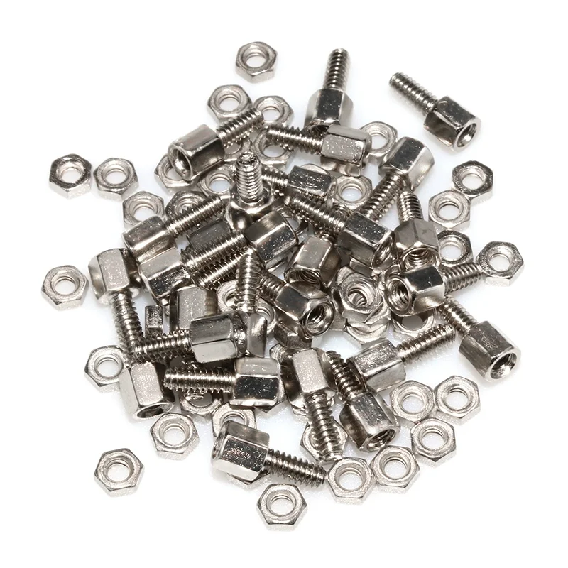 100pcs Computer serial parallel hexagonal screw RS232 DB head inch M3*5+7 COM stud iron stud nut
