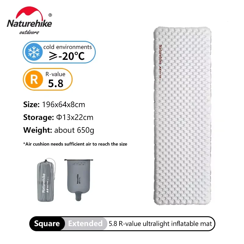 Naturehike 2026 Aufblasbare Campingmatratze R 4.6/5.8/8.8 – Leichte, tragbare Zelt-Isomatte für Outdoor, Reisen, Wandern und Strand