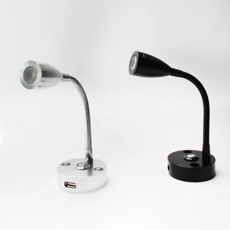 Lámpara de lectura LED de 3W para yate, luz blanca cálida para DC12-24V, luz neutra, luz blanca positiva, puede ser atenuado táctil de 3 colores