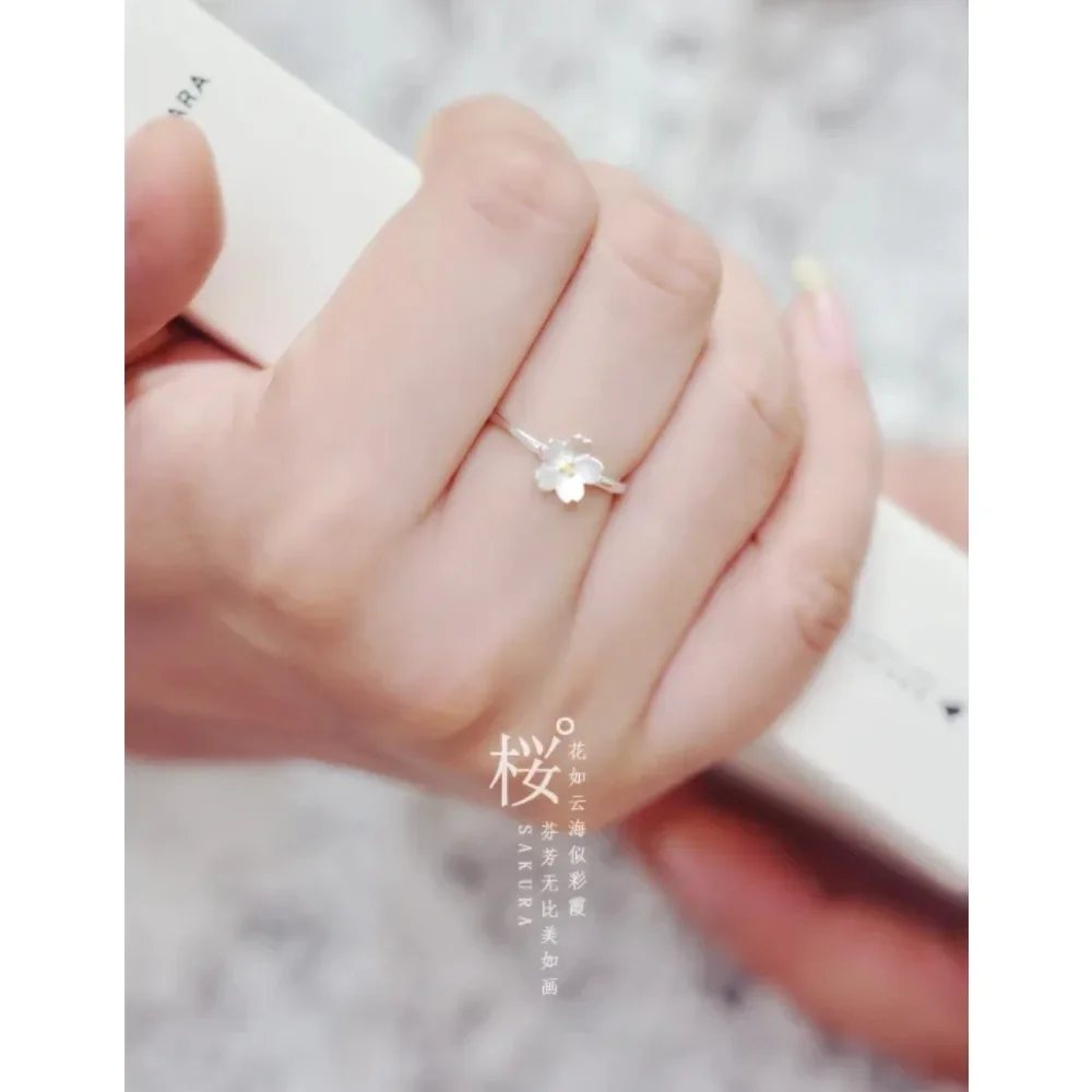 

cherry blossom Open Rings For Women Hypoallergenic Fashion Girl Sterling-silver-jewelry