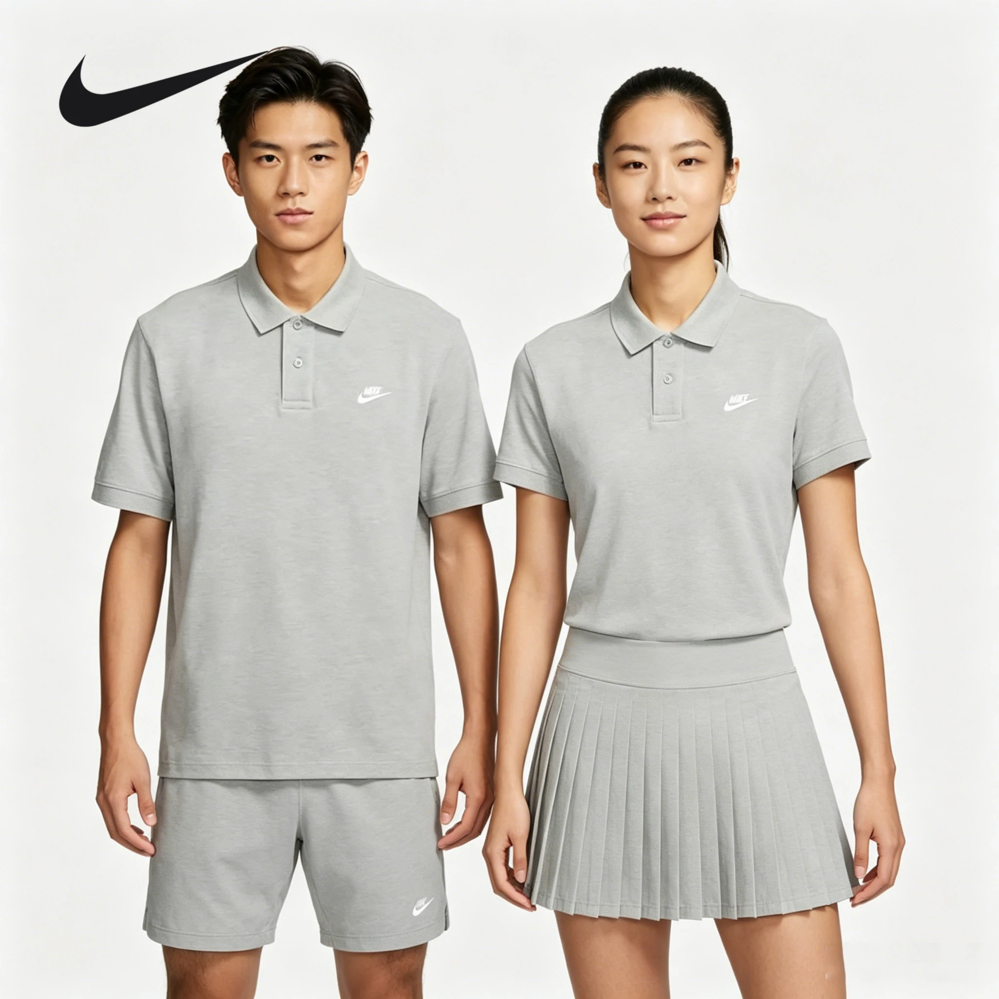 Camiseta polo masculina Nike NIKE CLUB de manga curta com gola branca manga curta 2 peças FN3895-063+FN3895-063