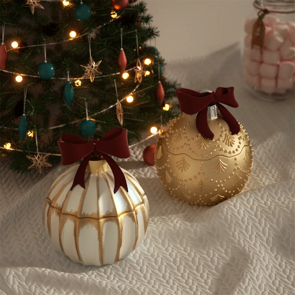 Christmas Twinkle Bauble Candle Jar Silicone Molds for Concrete Jesmonite Cement Reusable Candle Refill Mould DIY Xmas Gifts