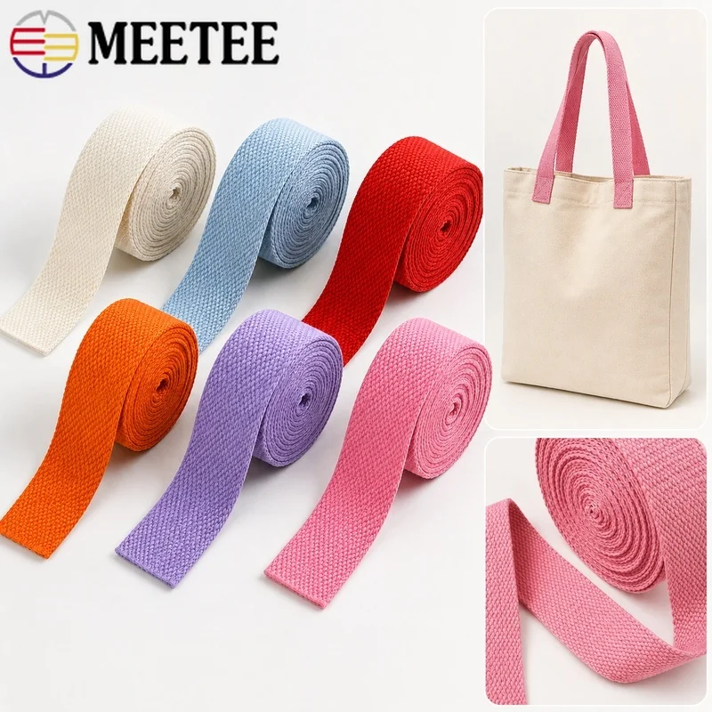 10M 20-50Mm Cotton Webbing Strap 1.6mm Thick Solid Tape for Bag Backpack Clothing Pet Collar Shoulder Handle Sewing Batch Craft