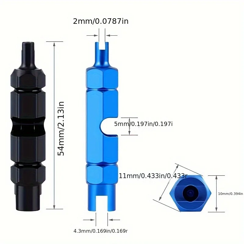 

1pcs valve core removal tool Presta Schrader valve extender tire repair wrench aluminum alloy Presta Valve core removal wrench