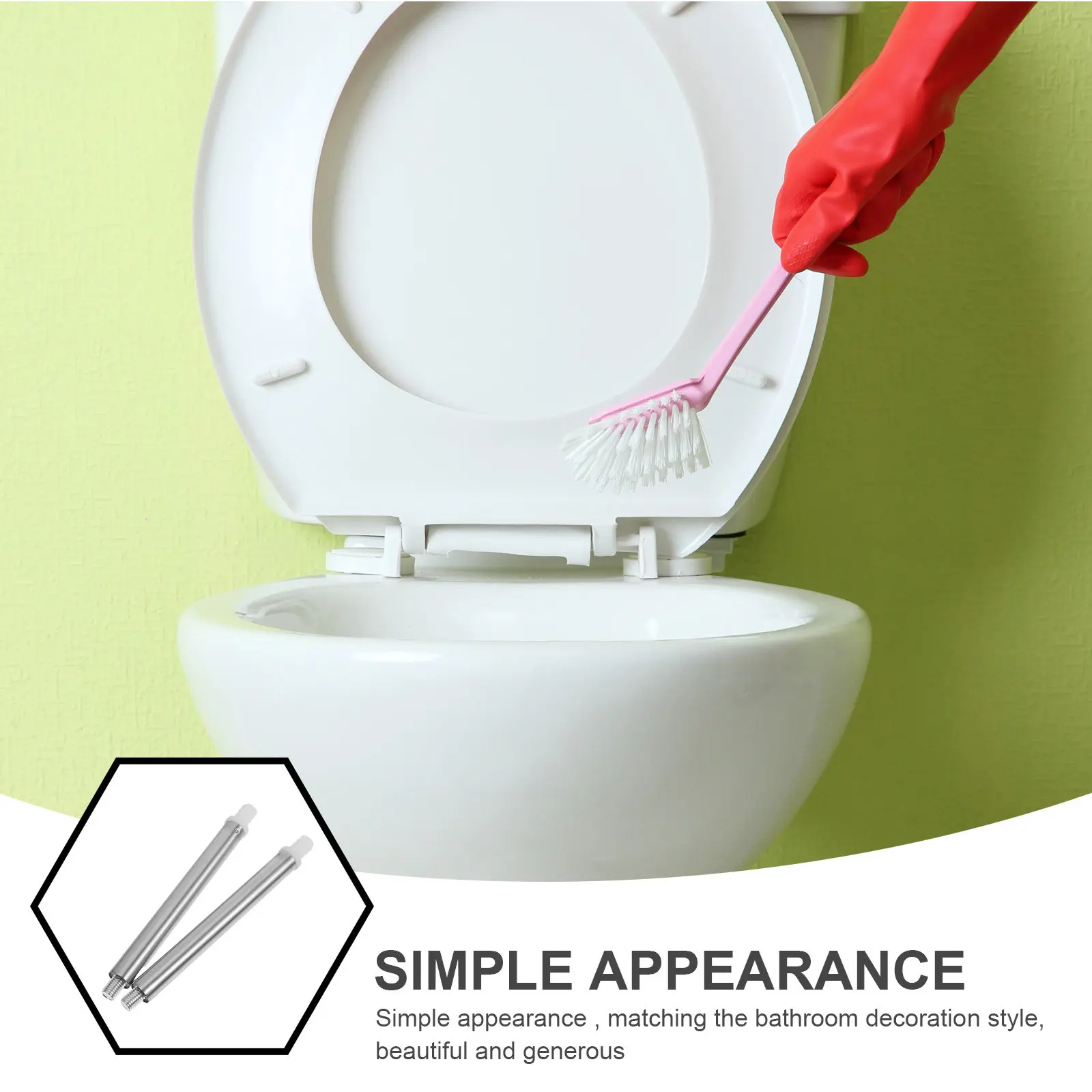 2Pcs Stainless Steel Toilet Brush Handle Replacement Pole Lower Section Easy Install Stylish Minimalist Bathroom Decor