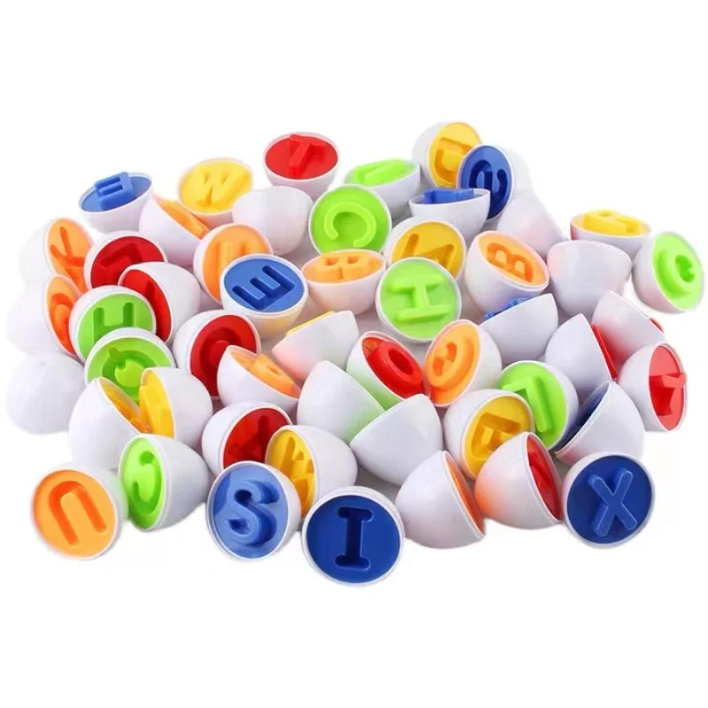 몬테소리 아기용 계란 맞추기 퍼즐, 기하학 맞추기, 계란 색상 알파벳 부활절 계란 교육용 장난감 2