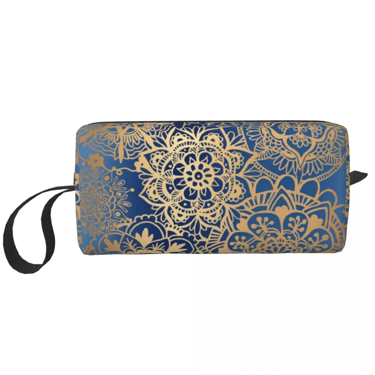 Blue Gold Mandala Cosmetic Bag Women Fashion Large Capacity Buddhism Flower Makeup Case Beauty Storage Toiletry Bags