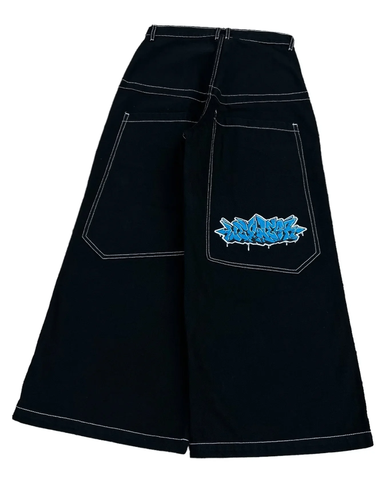 Hip Hop Street Y2k Oversized Pocket Letter Embroidery Baggy Jeans Rock Men Women Fashion Retro High Waist Wide Leg Pants