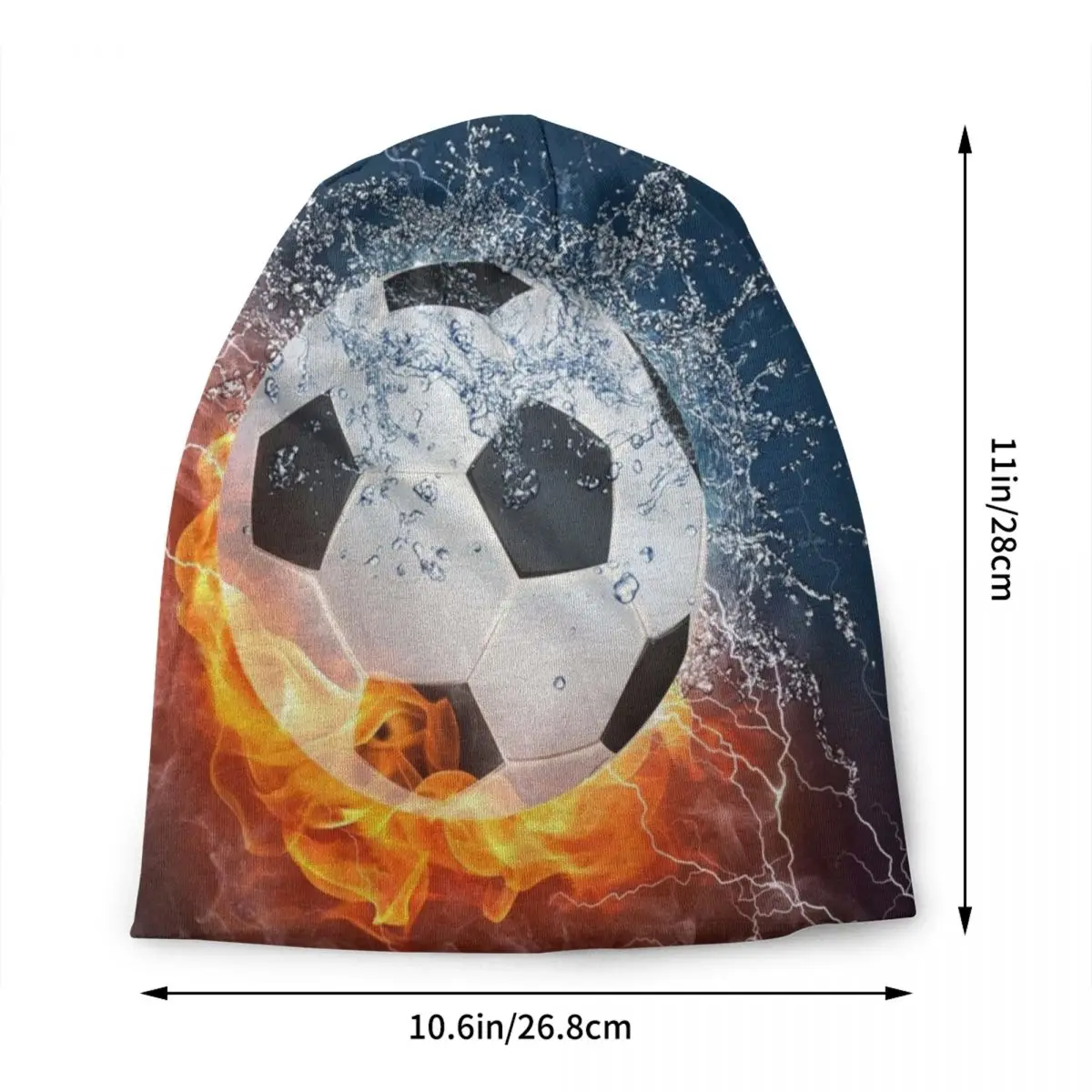 Custom Flaming Football   Soccer Bonnet Hat Knitted Hat Fashion Unisex Flames Warm Winter Beanies Cap