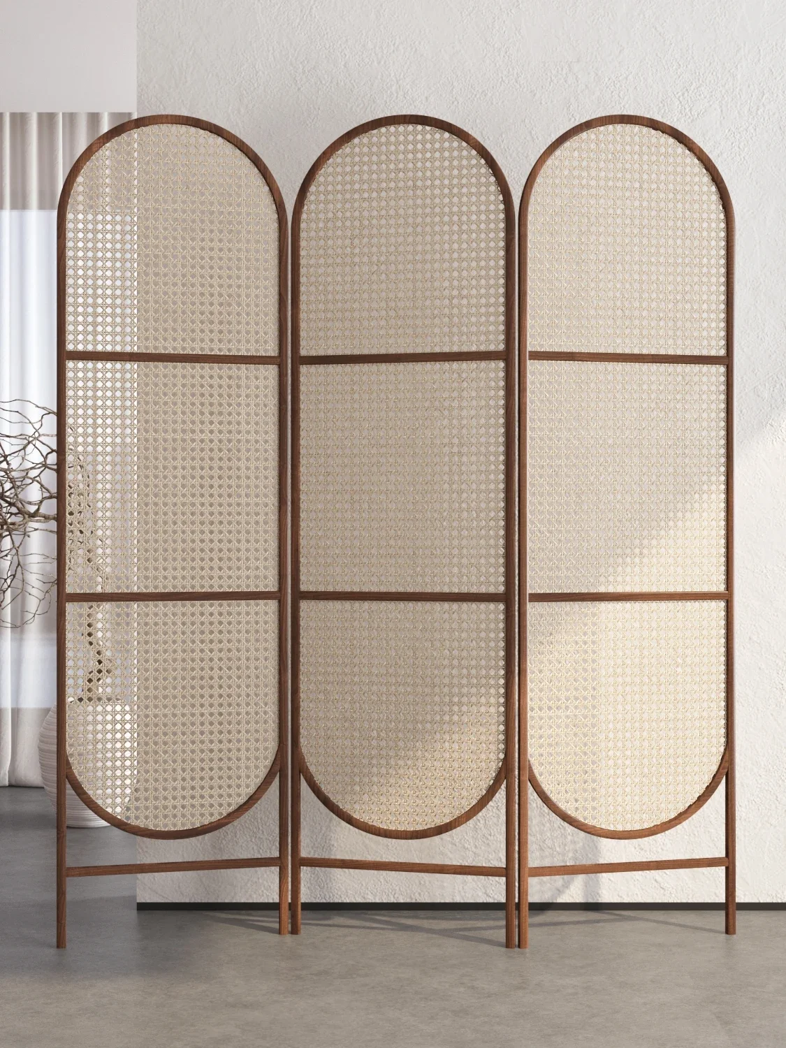 Japanese-style solid wood rattan screen partition living room restaurant B & B hotel entrance blocking mobile folding