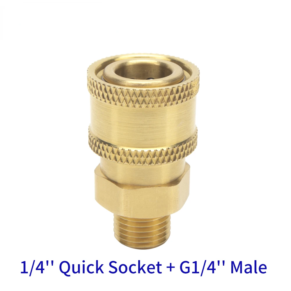 High Pressure Washer Car Washer Brass Connector Adapter Coupler G1/4 Male + 1/4