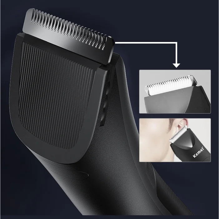 Kemei-Men's Multifuncional Electric Hair Clipper, Barba Trimmer, Lavável Shaver com Base, Private Hair Scraper, Sexy, KM-1838