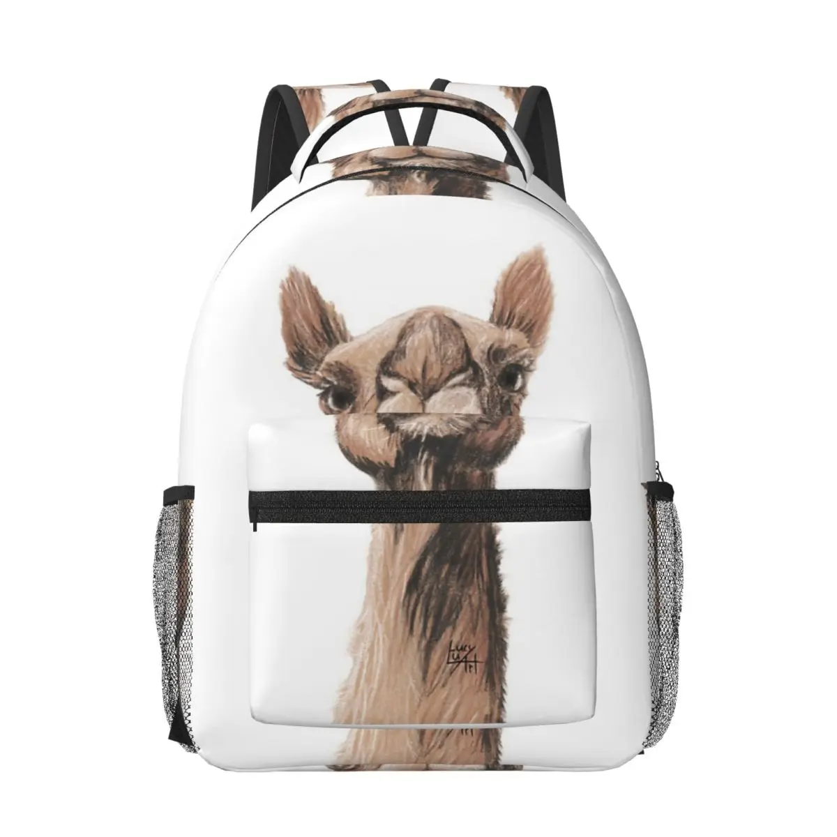 

Dromedary Camel Face Woman Backpacks Boys Girls Bookbag Casual Students School Bags Portability Laptop Rucksack Shoulder Bag