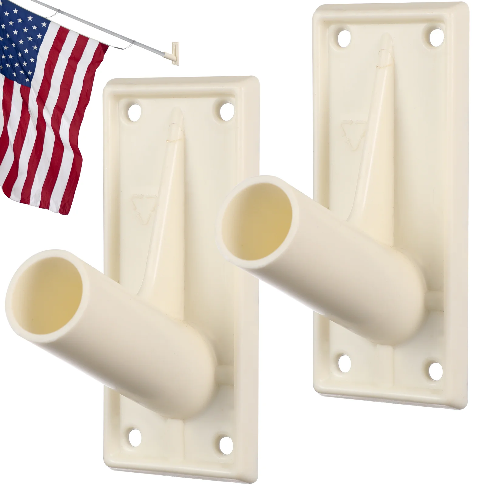 

2 Pcs Metal Flagpole Base Rigging This Wall Holders Outdoor Hose Adhesive Hanging