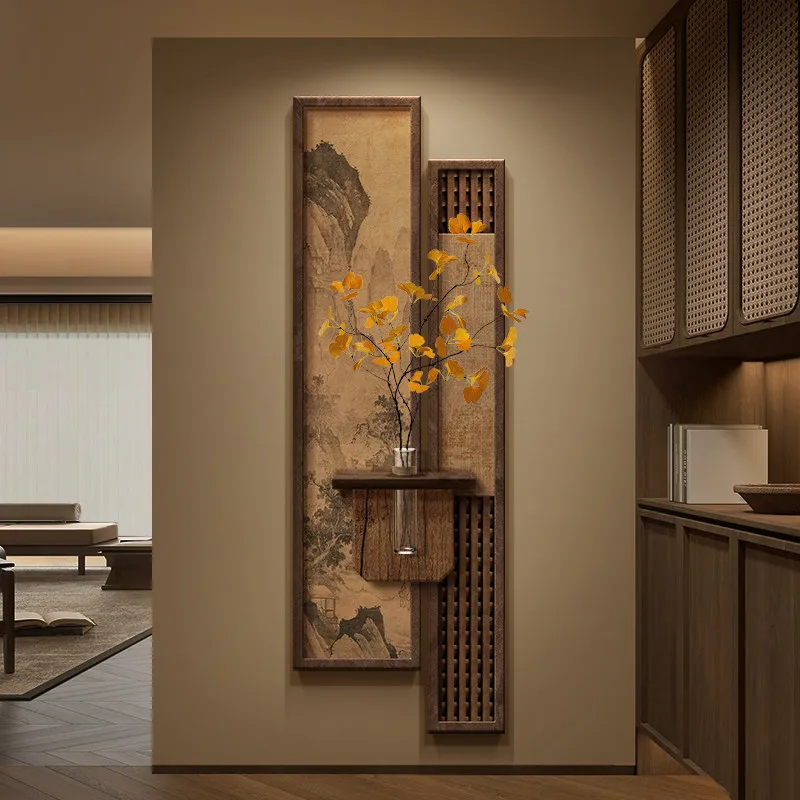Entrance decorative painting Entrance door green plant wall decoration hanging painting Chinese atmosphere layout