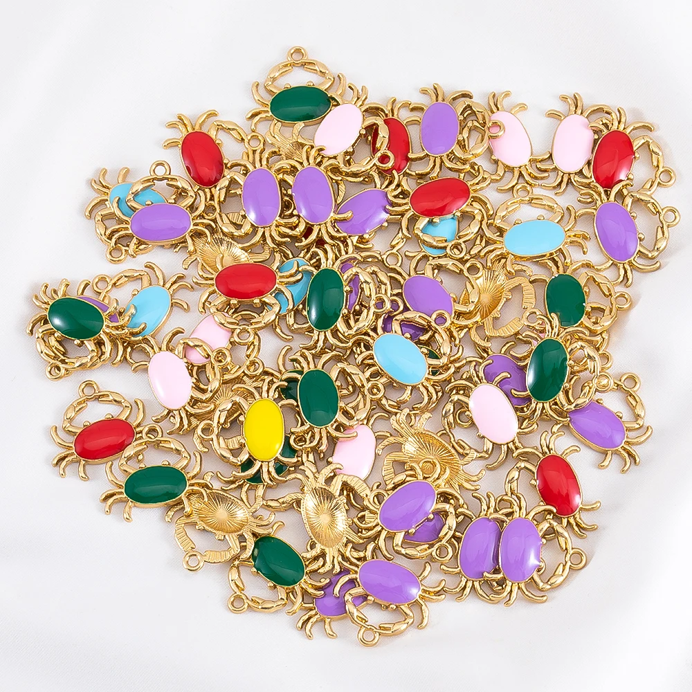 

10pcs Alloy Multicolor Enamel Crab Pendant Charms for DIY Jewelry Making Necklace Bracelet Earrings Keychains Accessories Crafts