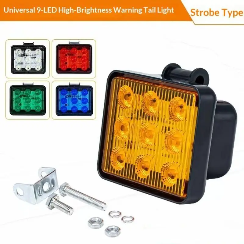 9 LED High Brightness Strobe Warning Tail Light DC 12 80V Universal For Truck Trailer Forklift Construction Vehicles