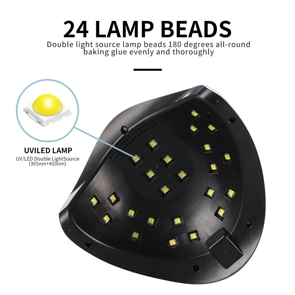 LIMEGIRL Rofessional 24LED Nail Lamp with LCD Display & Sensor Suitable for /LED Nail Polish, 4 Timer Settings, Instant Nail Dryer for Gel Polish, Lamp for Home Salon, Nail Glue Tool, No Adapter Required Gift for DIY