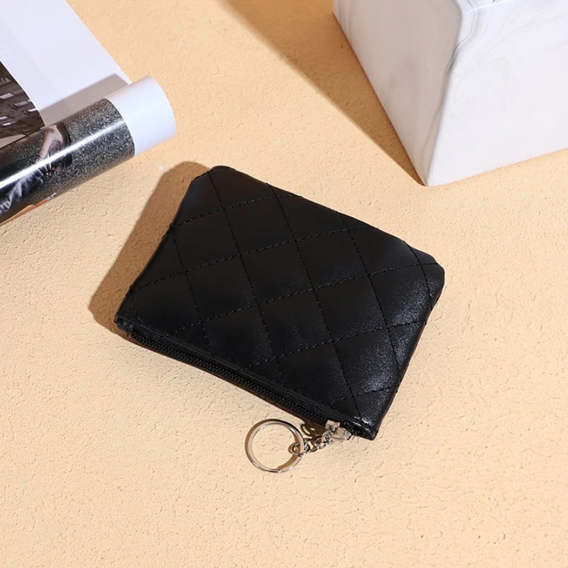 Fashion Women PU Leather Zip Coin Wallet Key Chain Fashion Small Purse Mini Zipper Money short Change Pouch Coin Purse