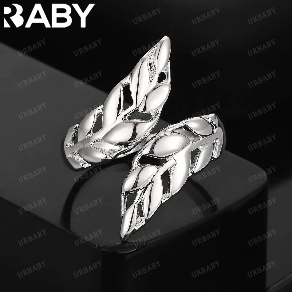 

URBABY 925 Sterling Silver Leaves Ring For Women Creativity Gifts Street All-match Party And Daily Wear