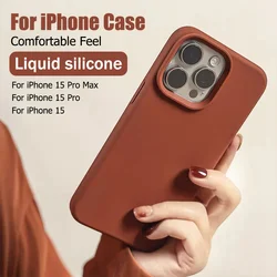 Liquid Silicone Case For Apple iPhone 15 13 14 12 11 Pro Max Plus Mini XS SE2020 6 8 7 Soft Phone Shockproof Phone Back Cover