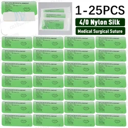 1-25Pcs Surgical Suture Kit 4/0 Medical Monofilament Thread Nylon Silk Veterinary Practice Medical Instrument Teaching Exercises