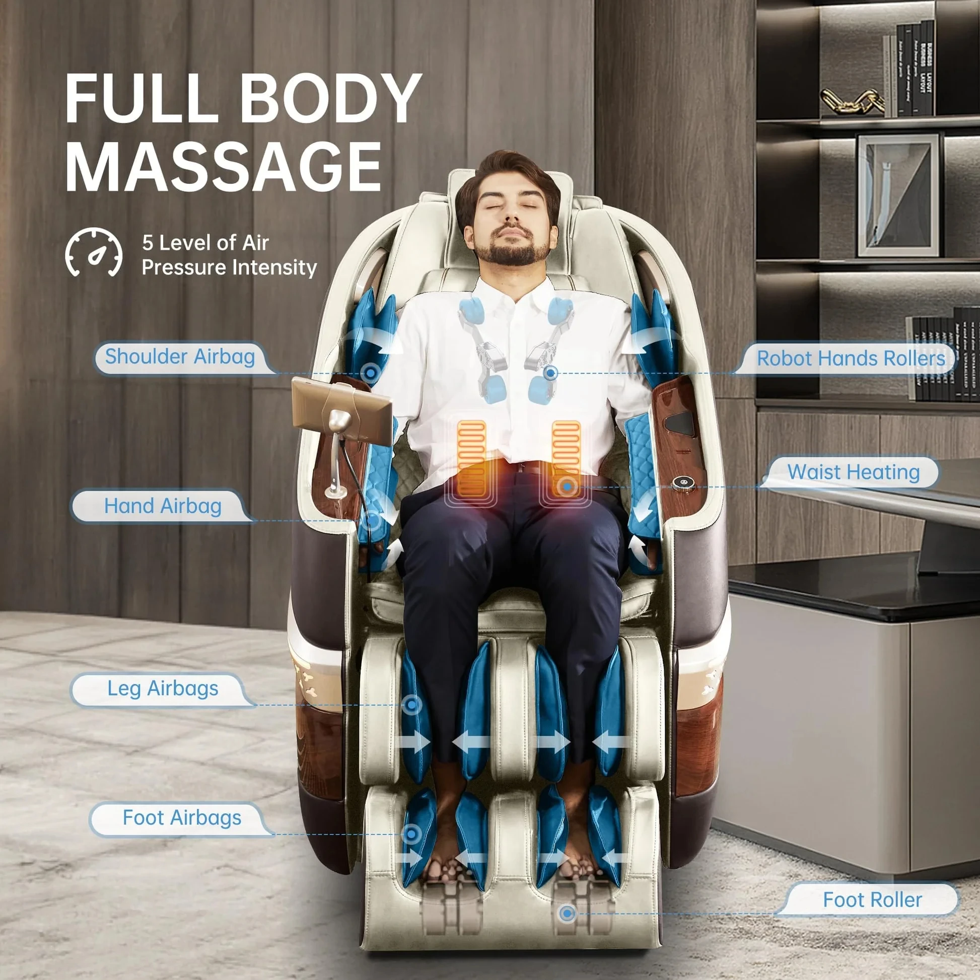 

Modern Whole Body 3d Zero Gravity Recliner Massage Body Electric Smart Vibrating Heating Shiatsu Massage Chair for Foot