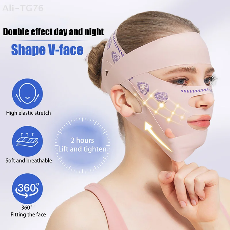 قناع نوم لنحت الوجه قابل للتعديل بثلاثة أضعاف، قناع تنحيف مرن، قناع شد الرفع، قناع تشكيل على شكل حرف V #3