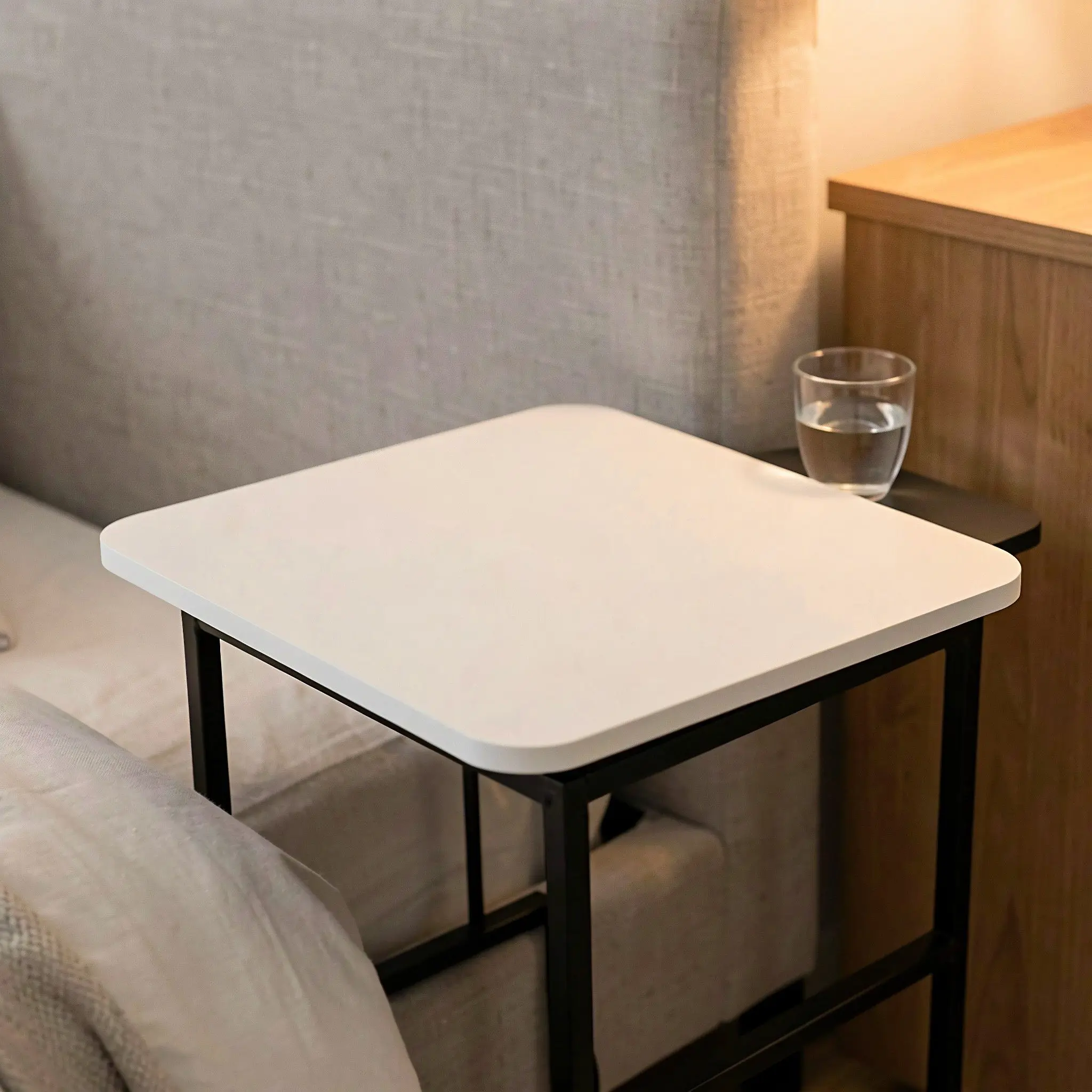 White Small Square Coffee Table Top Thickened Upgrade Side Table Replacement Panel for Living Room Bedroom Study Minimalist