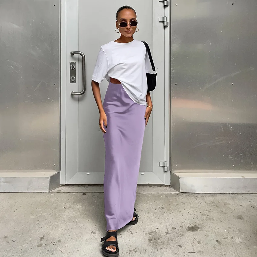 Women's French Satin Hanging Fishtail Long Skirt 2026 Spring elegant Skirts