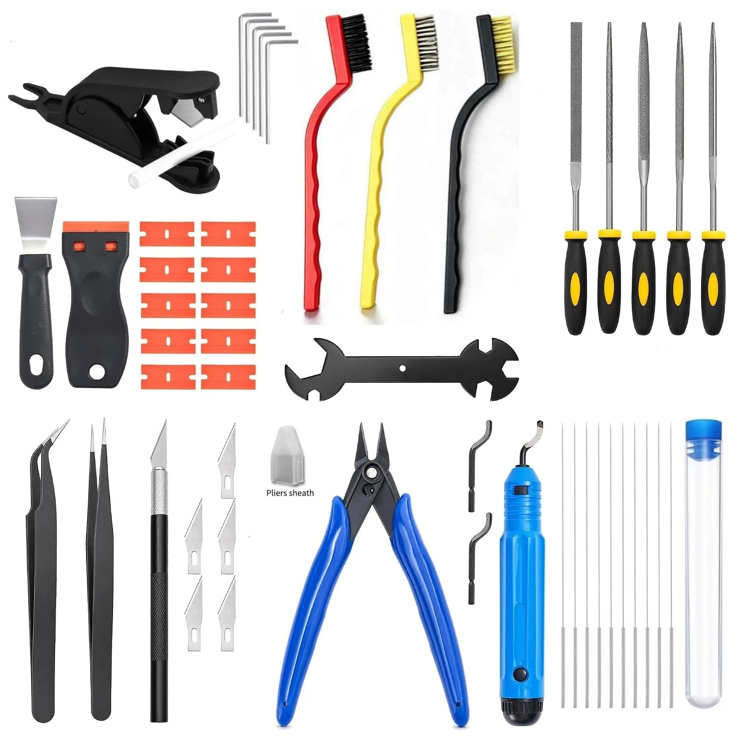 48-Piece 3D Printing Tools for Nozzle Cleaning, Print Removal, Support Trimming, Deburring, Filing and Finishing Printed Models