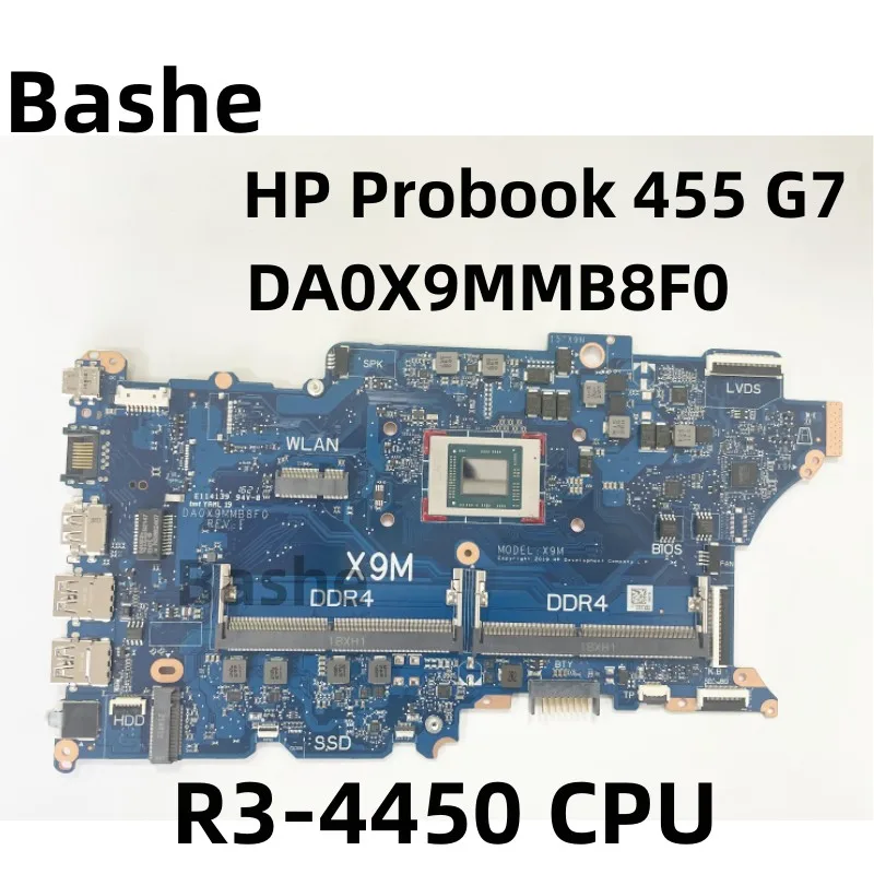 

For HP Probook 455 G7 laptop motherboard R3-4450 CPU plate number DA0X9MMB8F0 integration motherboard 100% test