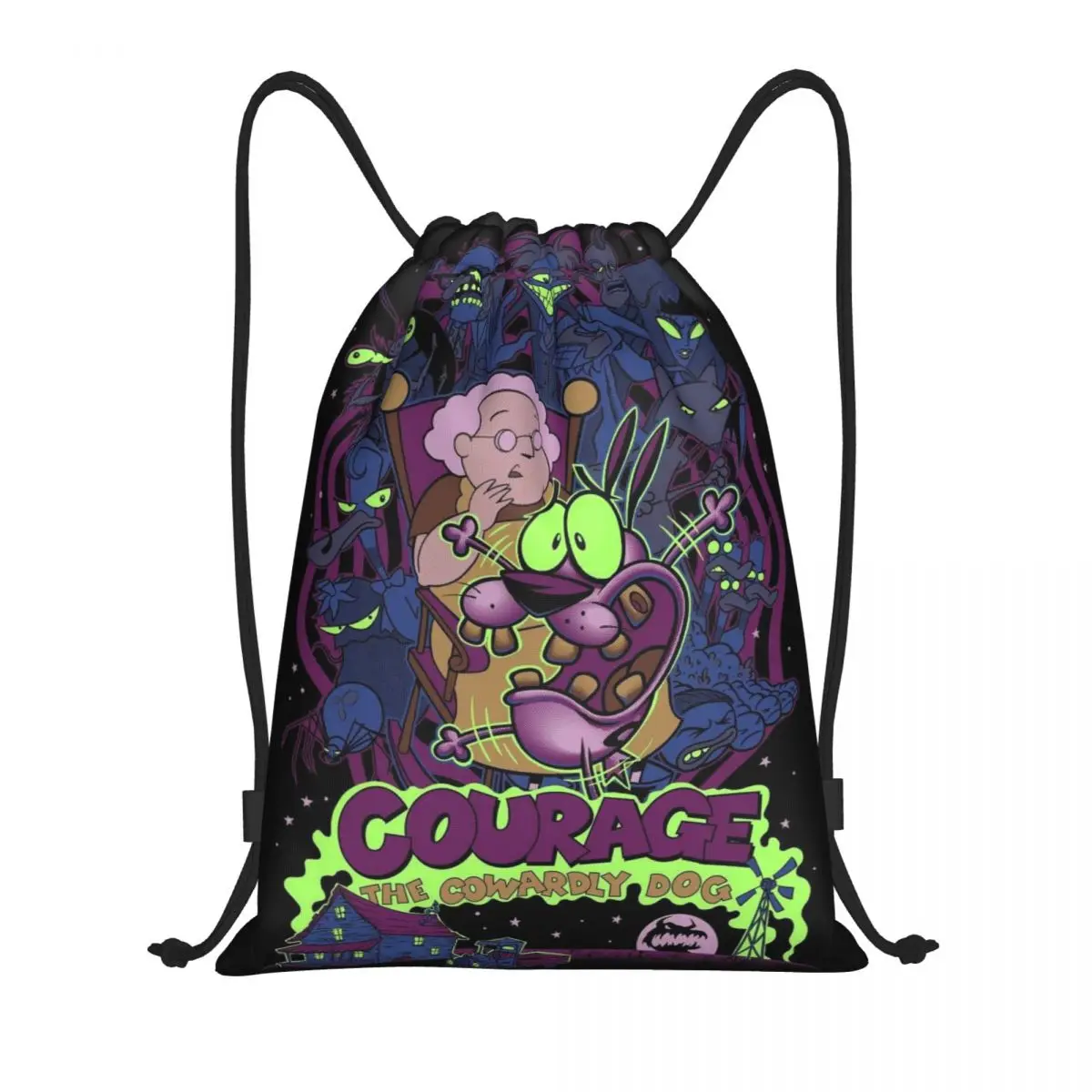 Custom Dog C-Courage The Cowardly Drawstring Bag for Shopping Yoga Backpacks Women Men Sports Gym Sackpack