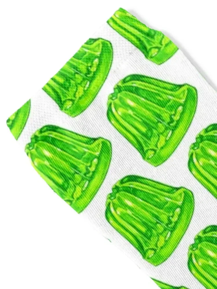 Green Jello Mold Pattern - White Socks winter thermal Stockings man cycling Mens Socks Women's