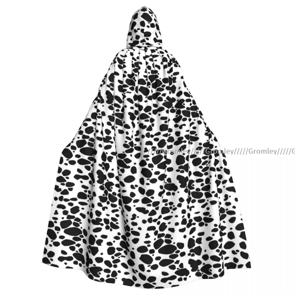 Dalmatian Dog Print Witch Cloak Hooded Cosplay Costume Halloween Adult Long Party Cape