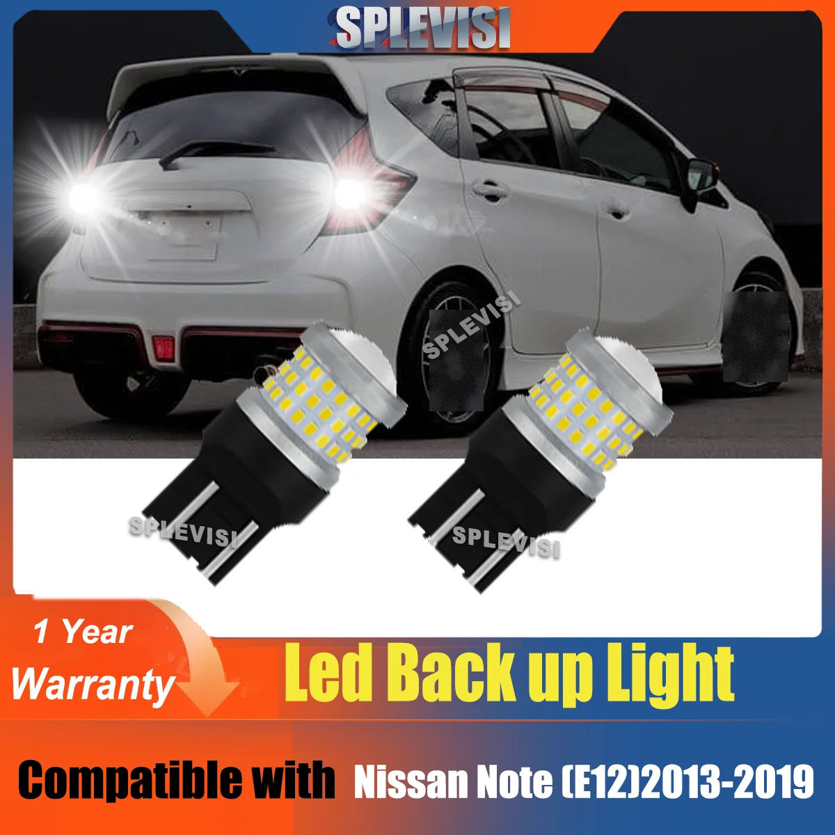 

2x 7440 7443 6000K White Aluminum LED Back Up Reverse Lights IP68 Canbus Error Free Upgrade For Nissan X-Trail Note Terrano 350Z