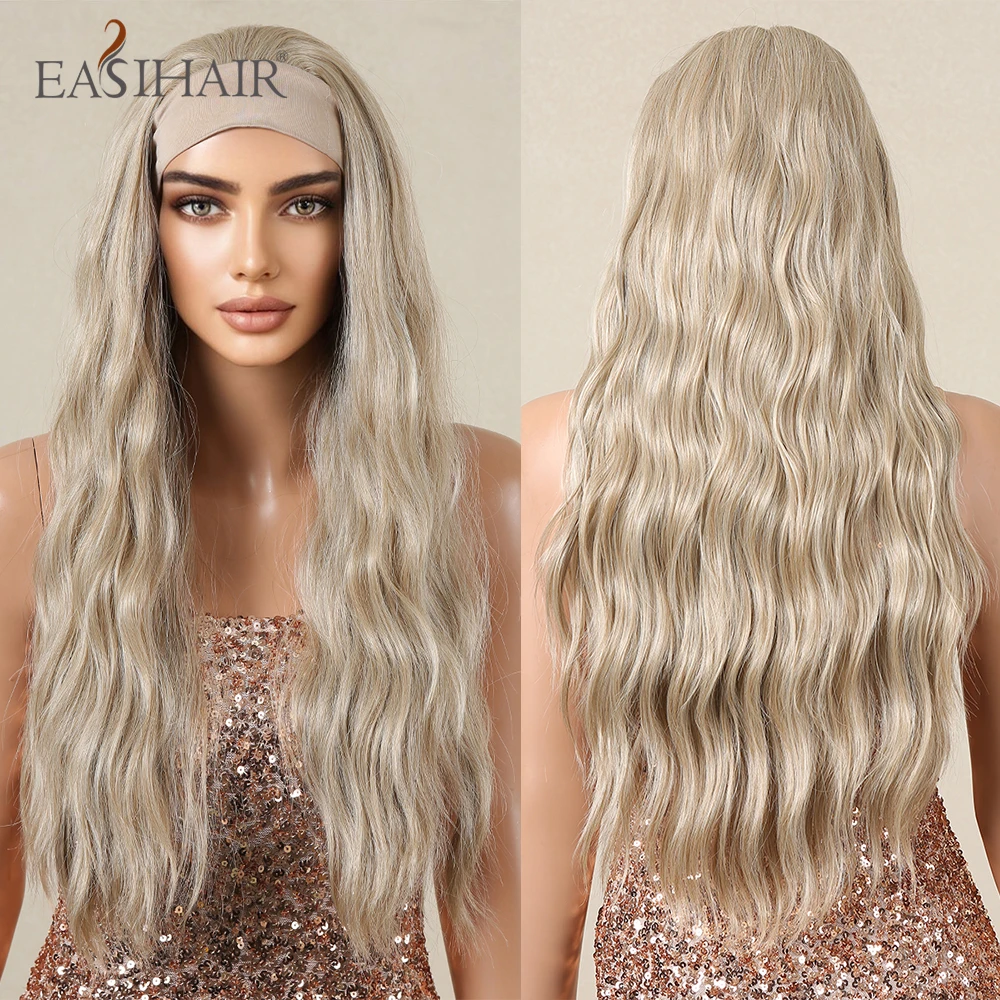 Women's Natural Wavy Brown Highlight Headband Wig