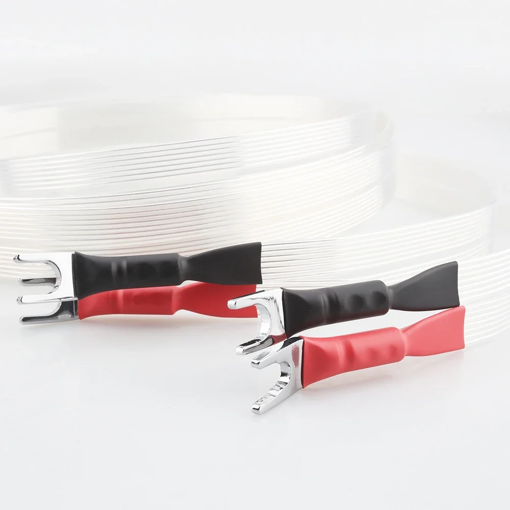 HiFi Audio Speaker Cable OCC Silver Plated Audiocrast Pair Loudspeaker Cable Spade Plug Terminal Audiophile