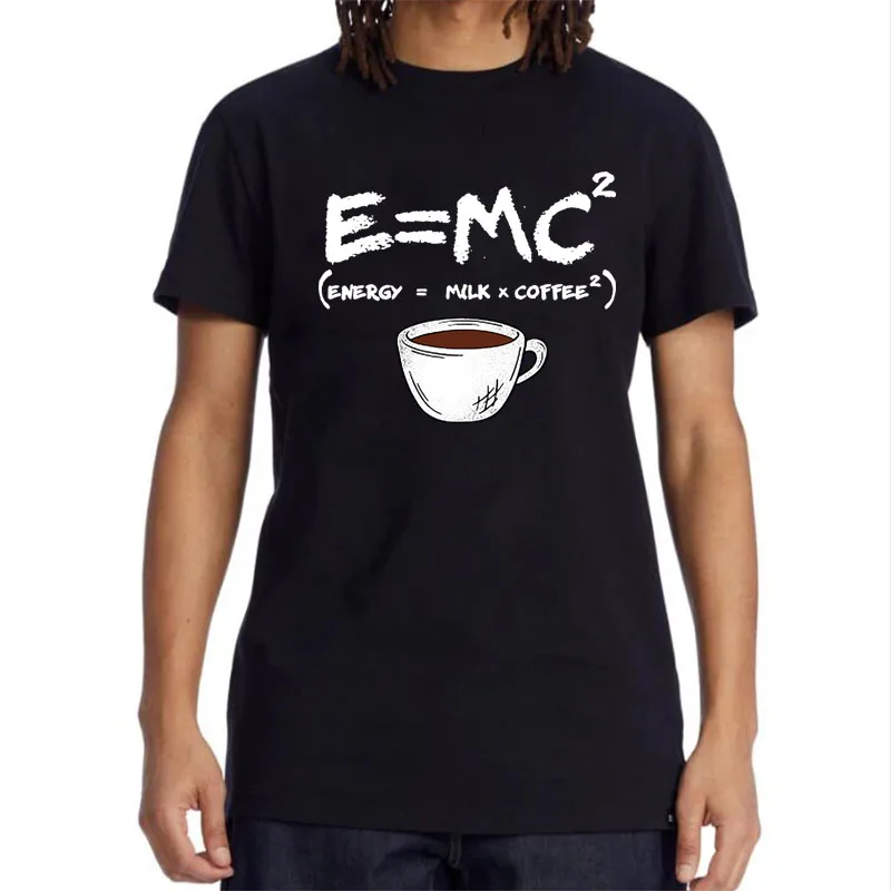 T-shirt da uomo 100% cotone Casual Funny Energy = Milk + Coffee Print o-collo allentato Cool Top per uomo manica corta estate t-shirt maschili