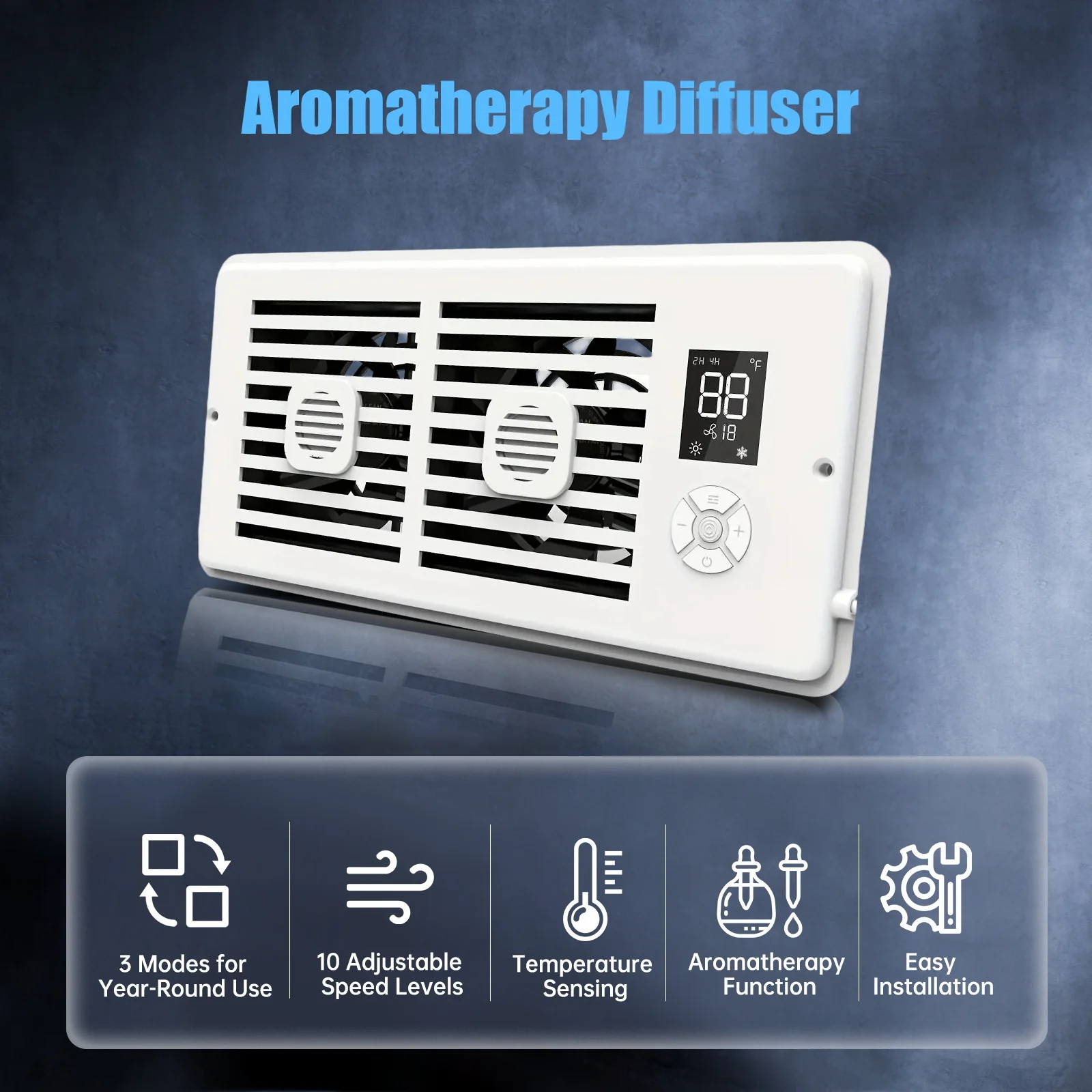 مروحة صامتة منزلية ذكية معززة لقناة الروائح، معزز مروحة تهوية ذكي للتحكم في درجة الحرارة الثابتة #6