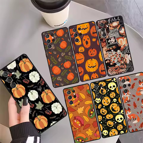 Autumn leaves fall fox pumpkin Halloween Phone Case Cover For Samsung Galaxy S24 Ultra 23 S22 Plus S21 FE S20 S9 S10 Note 10 Pro