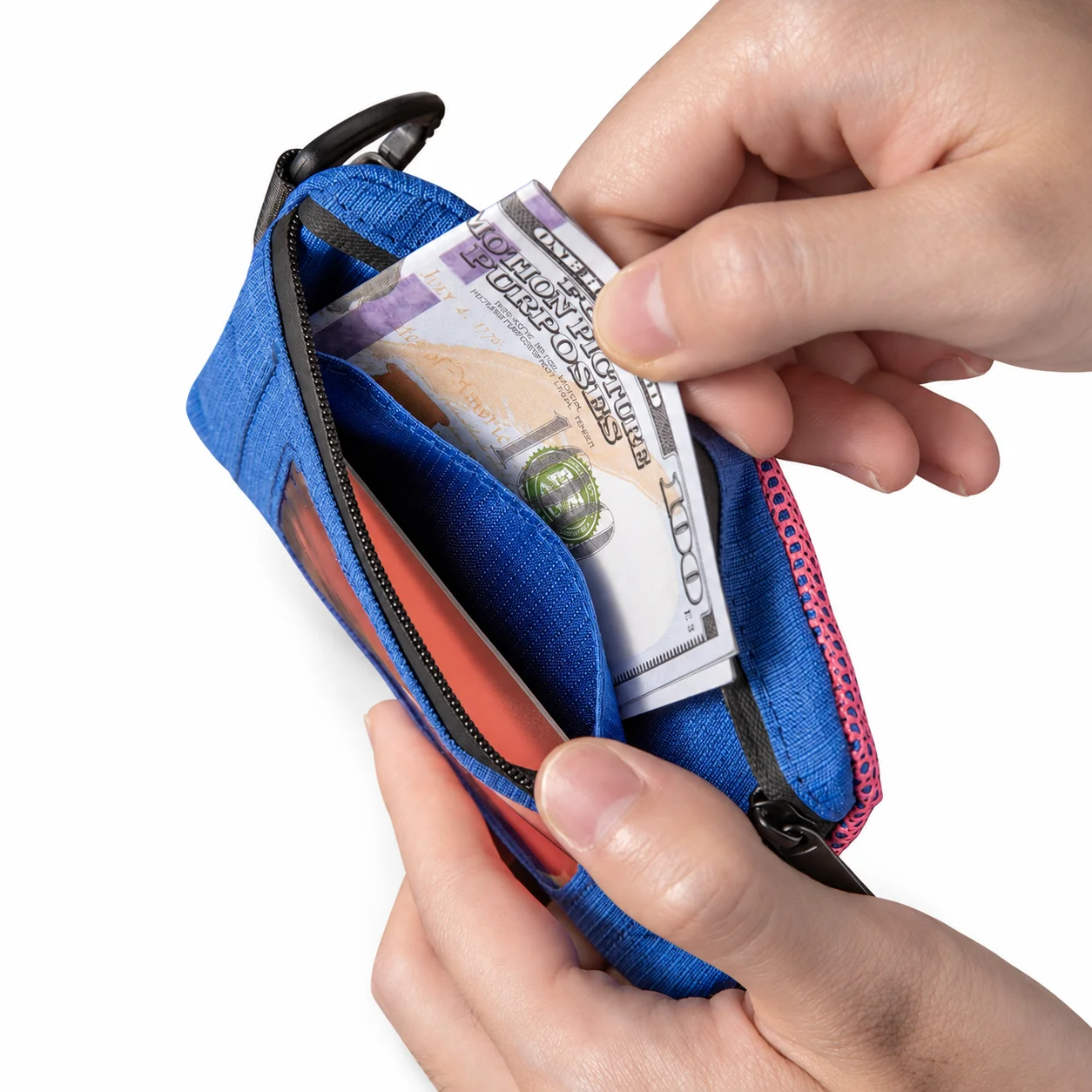 Small Minimalist Wallet for Women Men RFID Blocking, Zipper Coin Pouch with ID Window and Keychain Travel Lanyard Wallet image 4