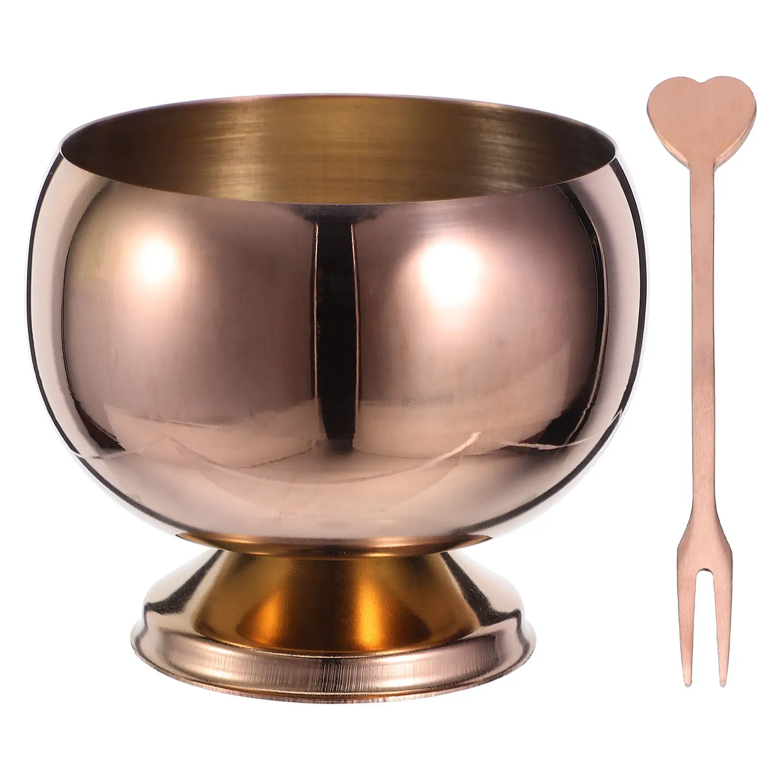 1Set Stainless Steel Footed Ice Cream Bowls 9.5oz Elegant Multi-Use Dessert Cups for Yogurt Pudding Salad Christmas Party