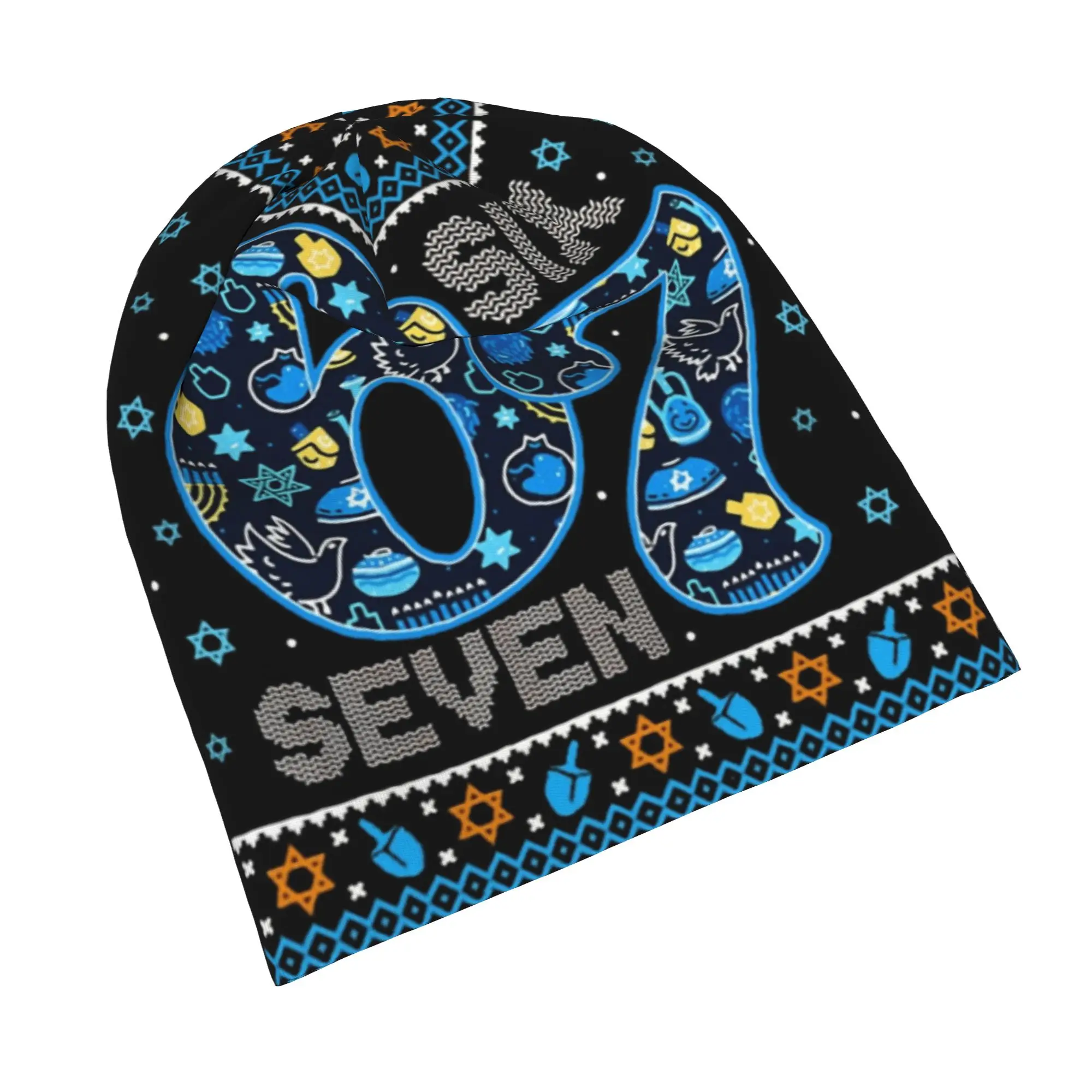 Hanukkah 67 Dreidel Bonnet Hats Autumn Winter Ski Skullies Beanies Hats Star of David Unisex Warm Dual-use Caps