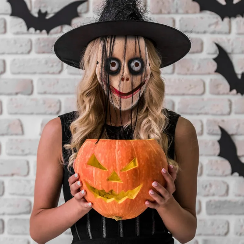 Máscara de palhaço de terror, máscara facial malvada para casa assombrada, festa de brincadeira, cosplay, leve, serve para adultos, adereço de terror realista